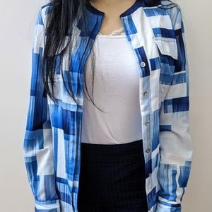 Calvin Klein Blue Geometric Button-Down